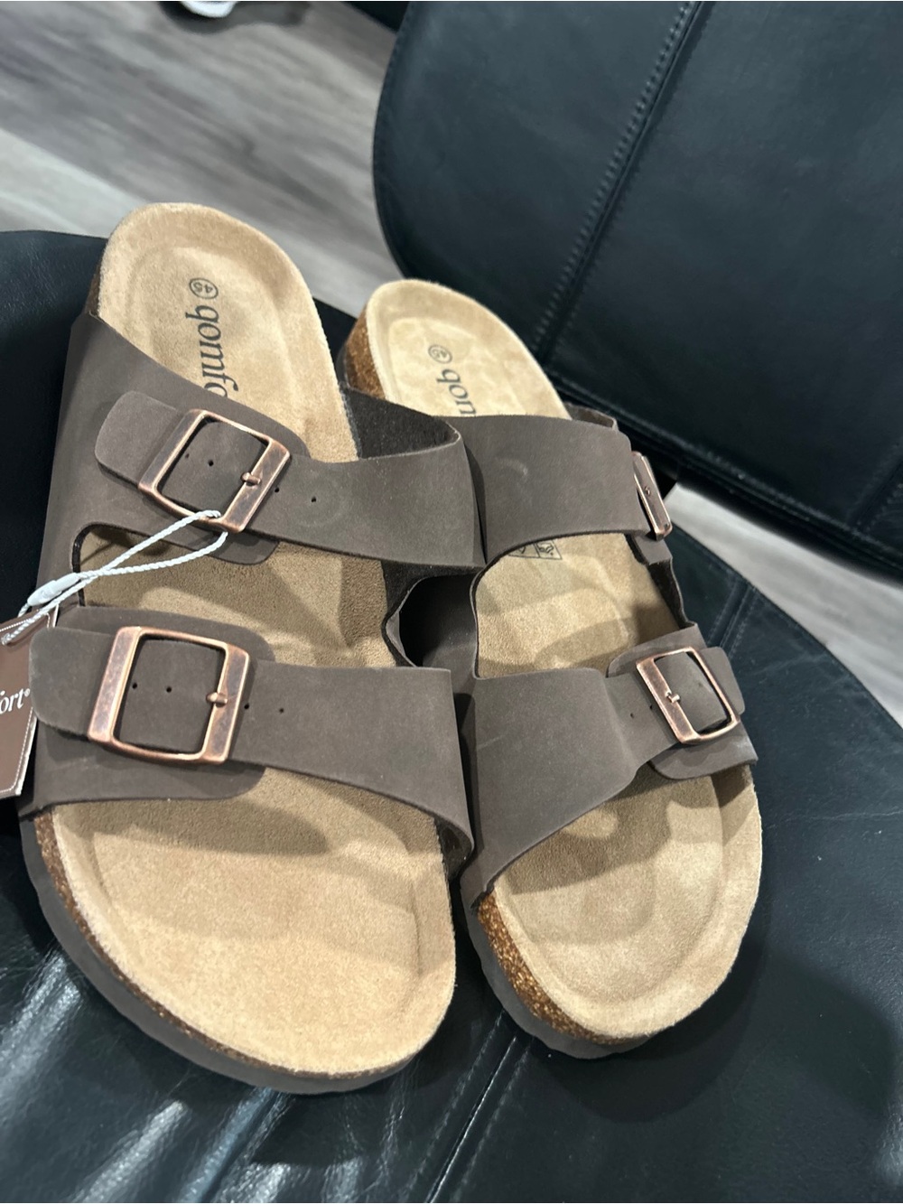 Comfort Footwear Brown Double-Buckle Men's Sandals